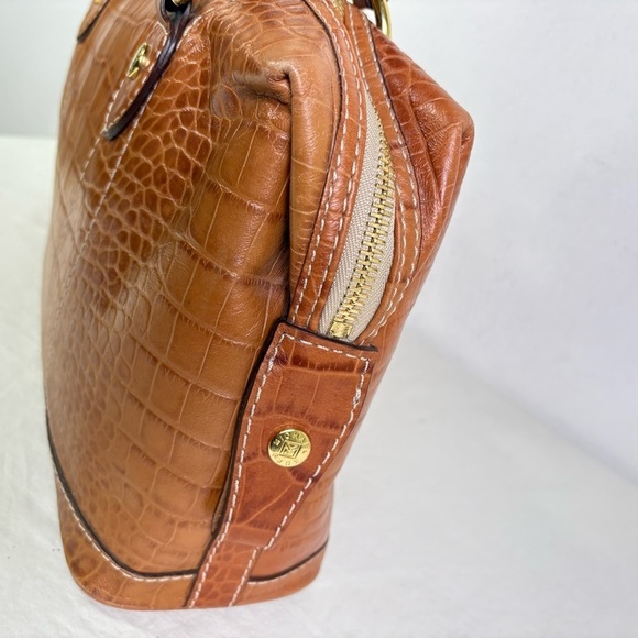 MICHAEL KORS Caramel Honey Tan Croc Embossed Genuine Leather Satchel Tote - Picture 4 of 16